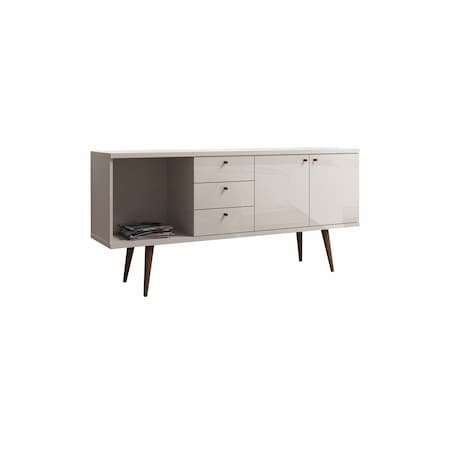 Manhattan Comfort Utopia 63.38 Wide Dresser with 3 Drawers in Off White and Maple Cream S-1010452